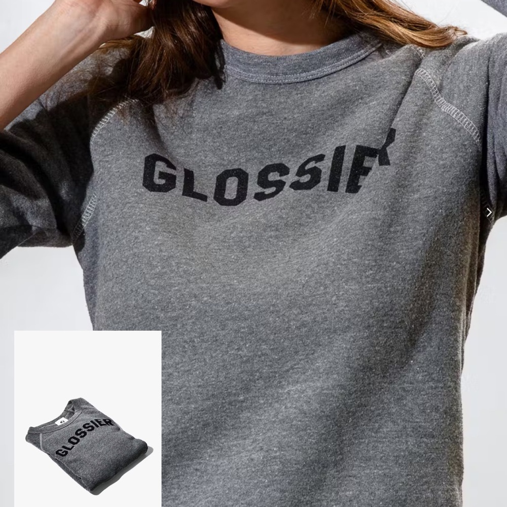 Grey GLOSSIER Sweatshirt - Cute & Trendy!